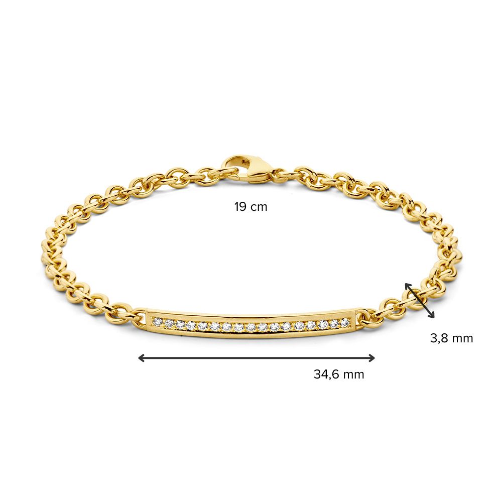 Bracciale in Oro Giallo con Diamanti 14 Carati, 0,25 ct – 19 cm