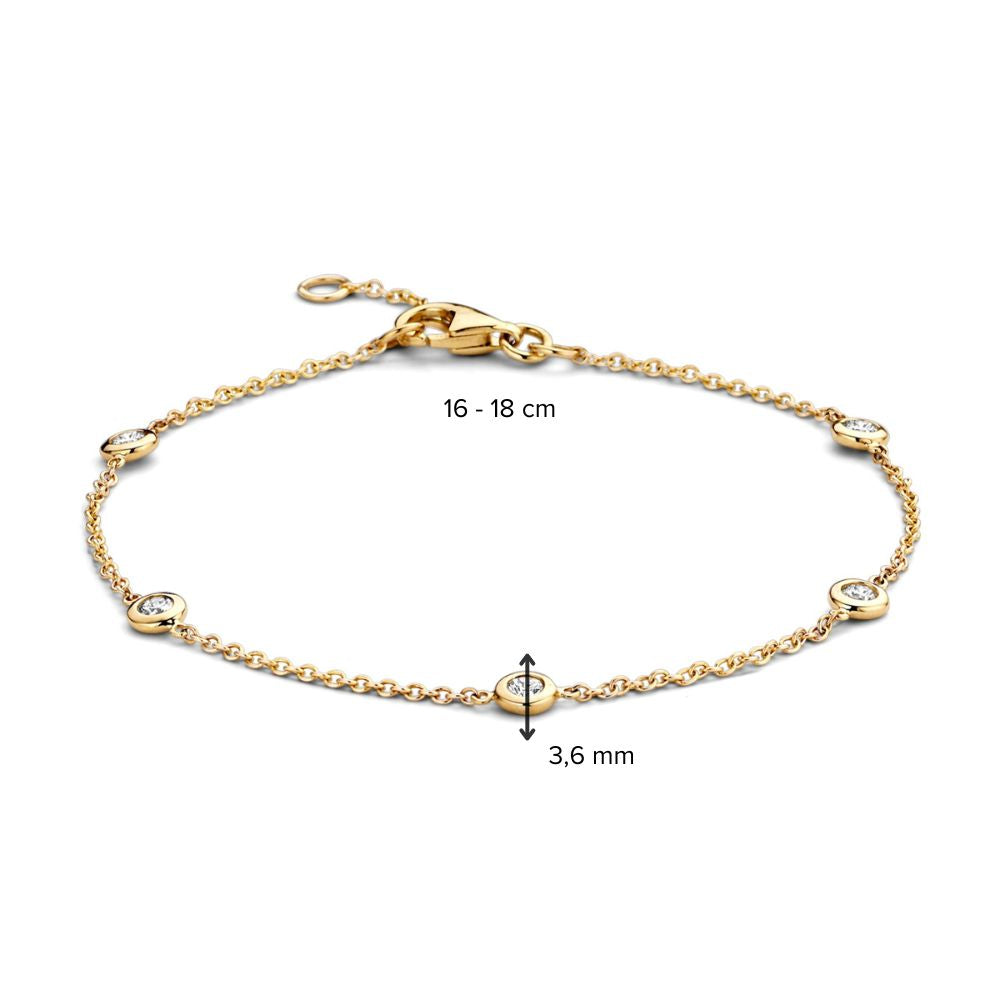 Bracciale in Oro Giallo 14 Carati con 5 Diamanti da 0,05 Ct