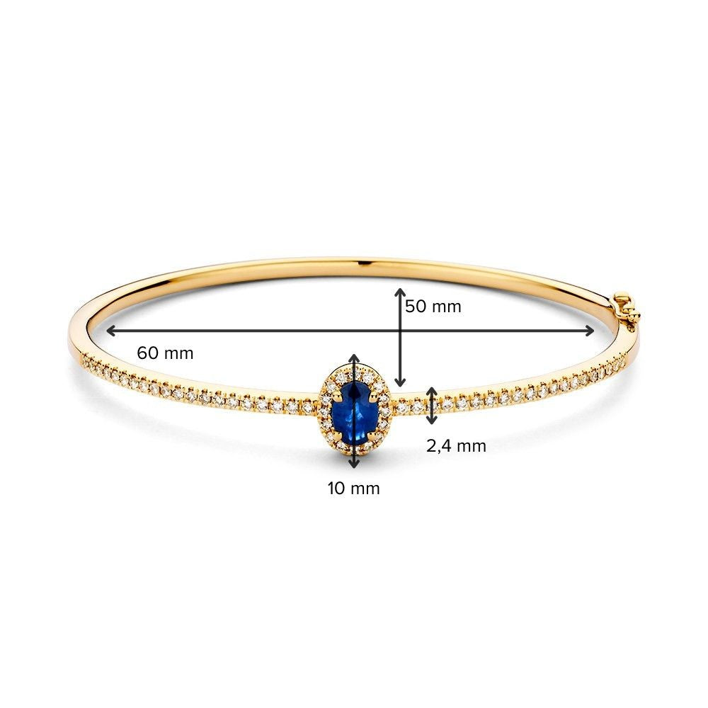 Bangle in Oro con Diamanti e Zaffiro 14 Carati, Diamanti 0,61 crt, Zaffiro 0,94 crt