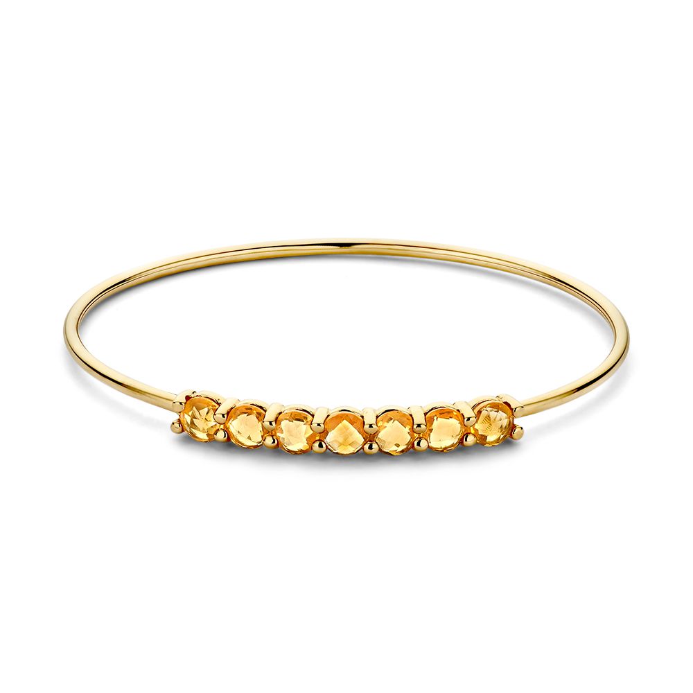 Bangle in oro giallo con citrini, 14 carati, forma sottile e finitura lucida.