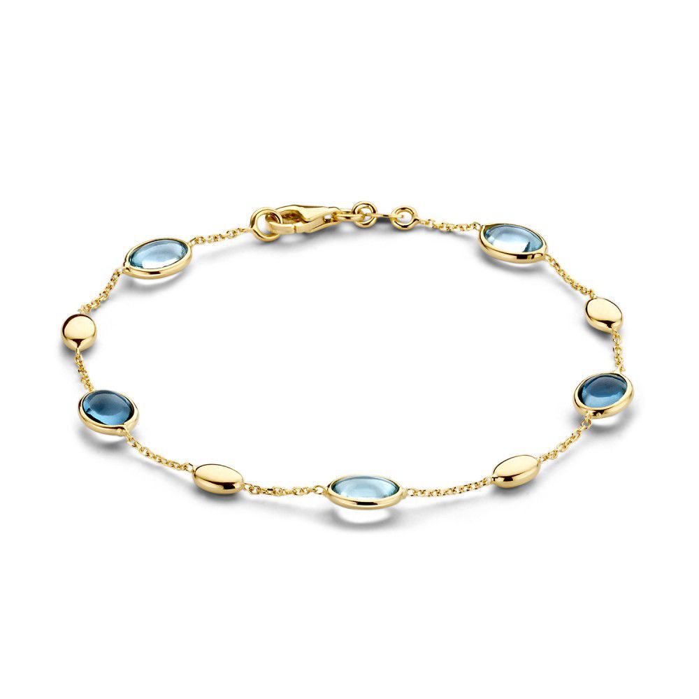 Bracciale in oro giallo con topazi blu e topazi London Blue, lunghezza 19 cm.