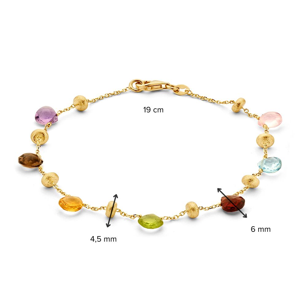 Bracciale in oro giallo con pietre preziose multicolore, oro 14 carati