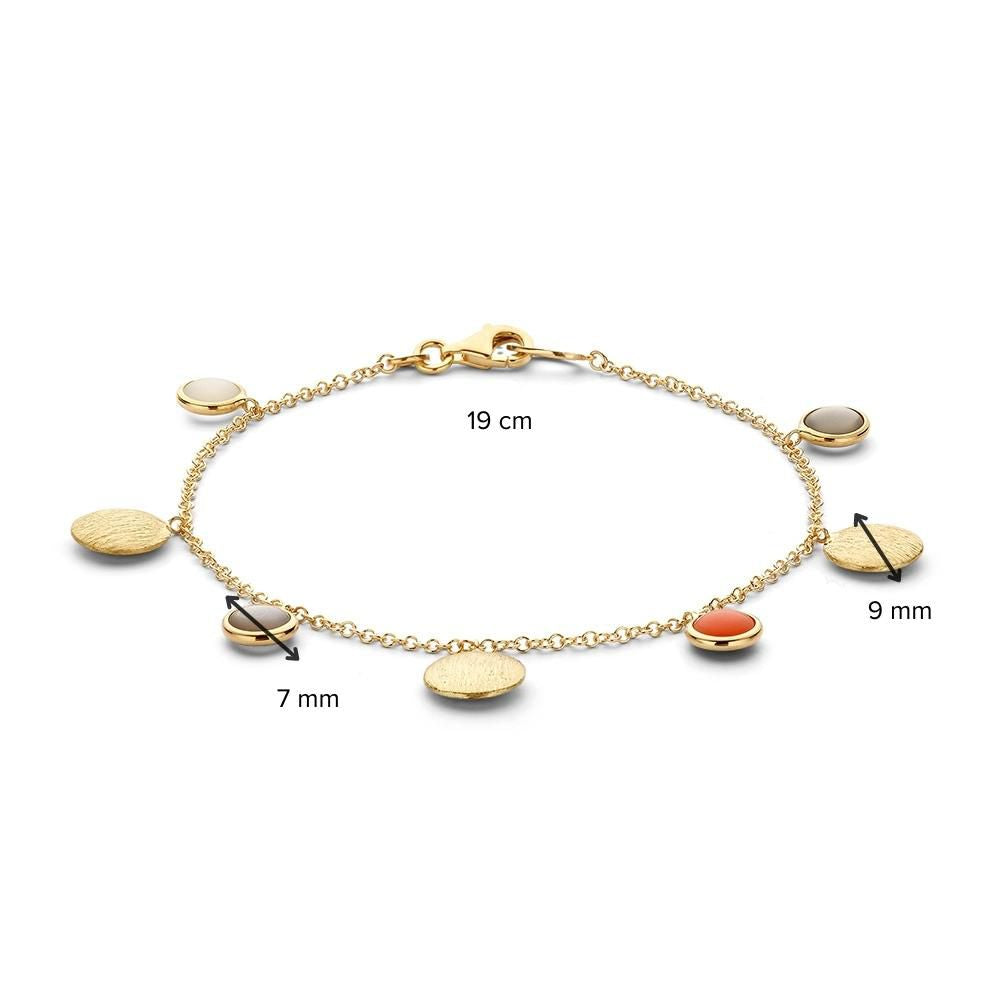 Bracciale in Oro Giallo con Ciondoli Pietra di Luna – 14 Carati, 19 cm