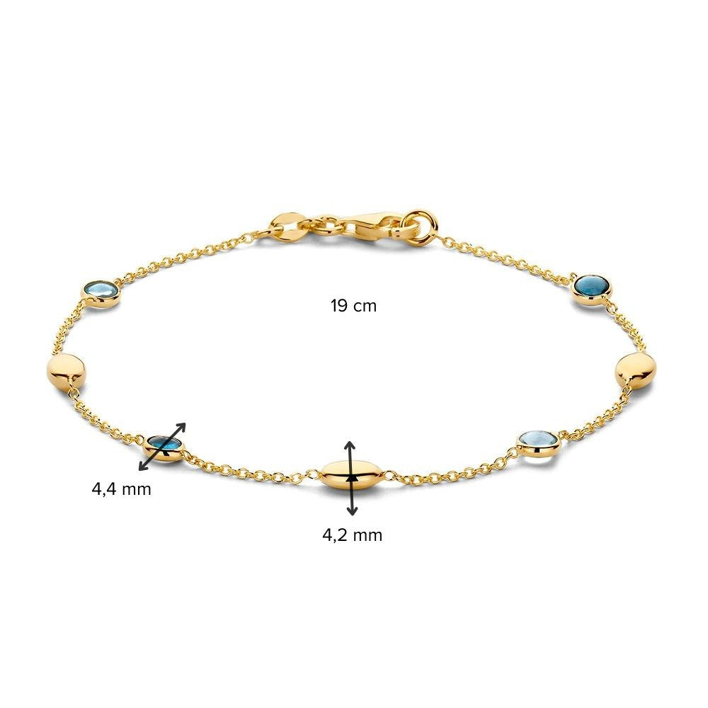 Bracciale in oro giallo con topazio blu – 14 Carati, 19 cm