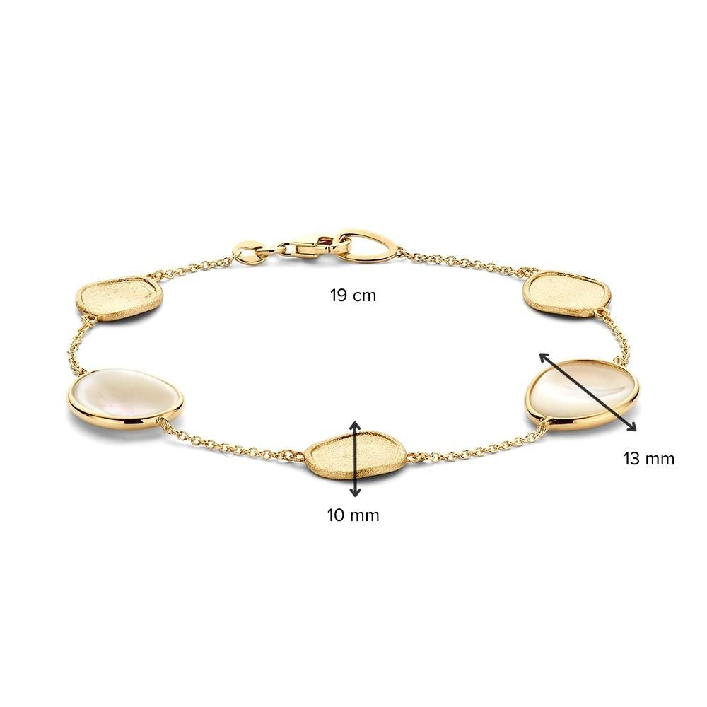 Bracciale in Oro Giallo con Madreperla ed Elementi Satinati – Bracciale da Donna 14 Carati