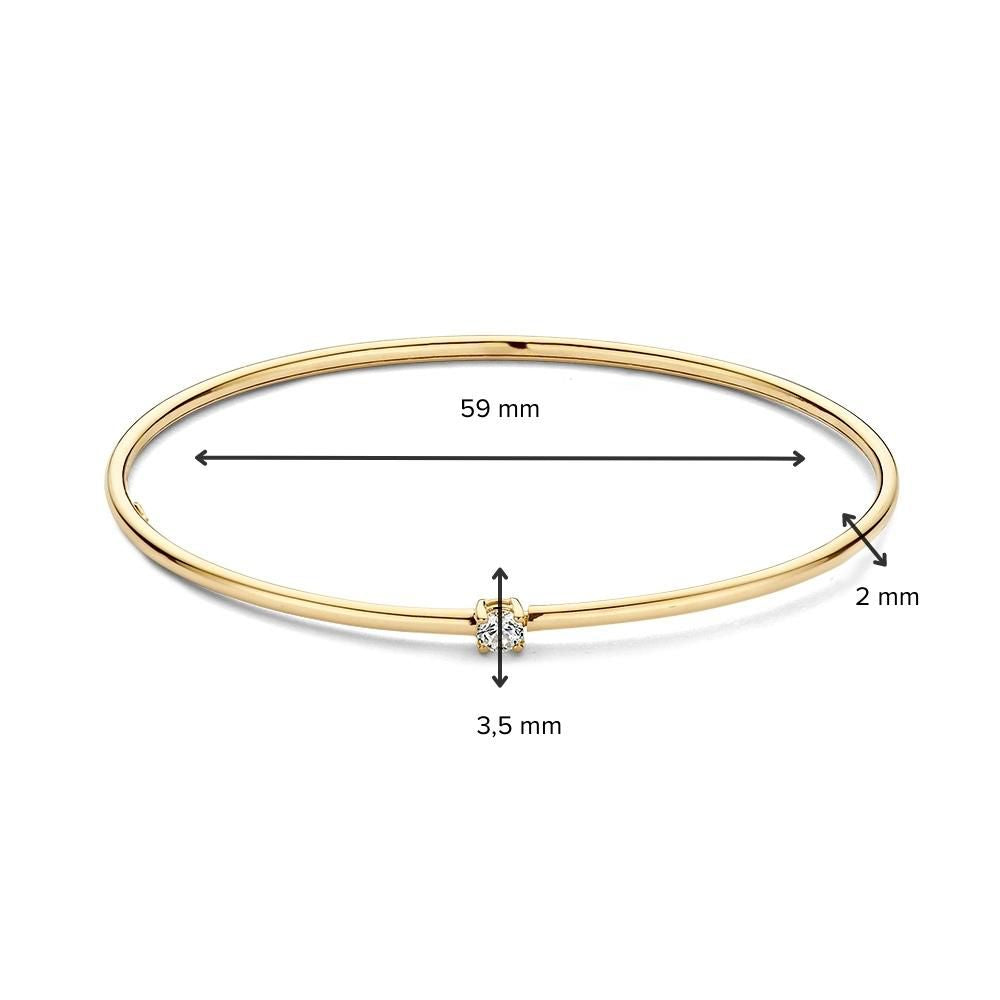 Bracciale Rigido in Oro Giallo con Zirconia – Bracciale da Donna 14 Carati 19 cm