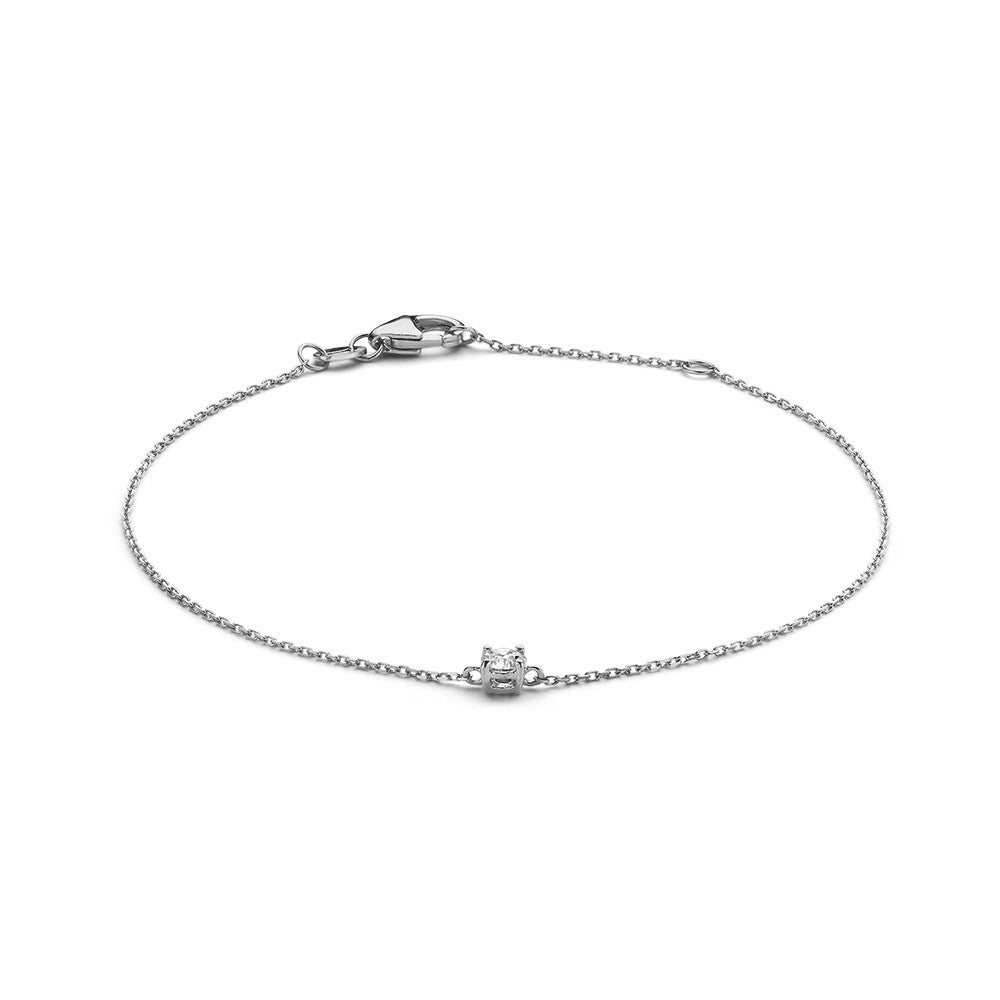 Bracciale in oro bianco con diamante centrale da 0,15 carati.