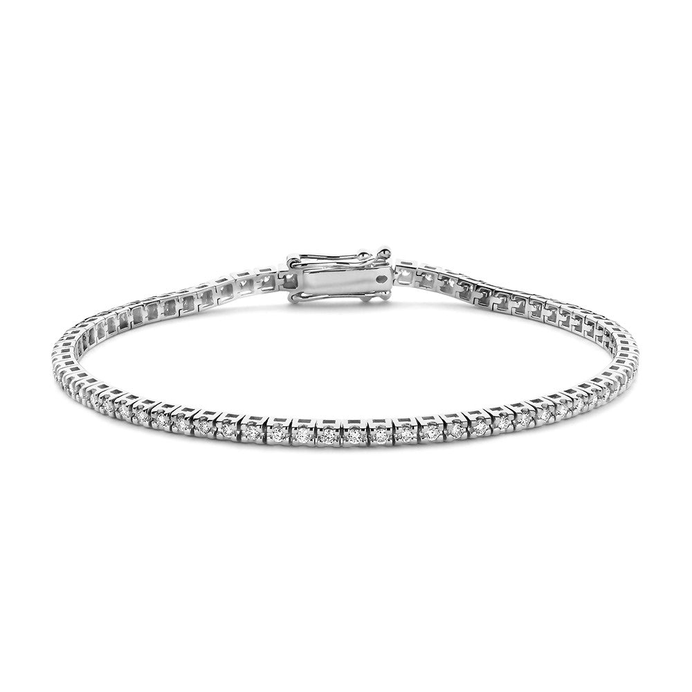 Bracciale in oro bianco con diamanti da 0,95 ct, design elegante e chiusura sicura.