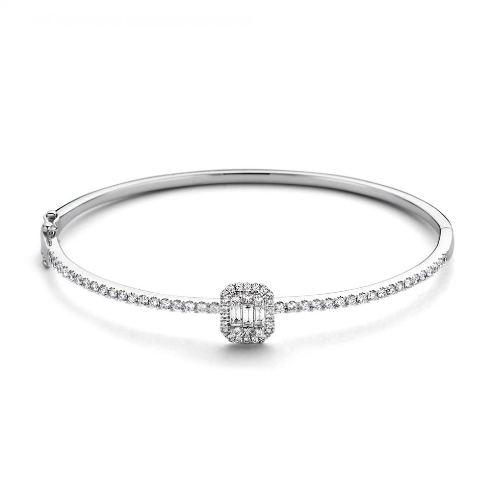 Bracciale in oro bianco con diamanti baguette da 1,18 ct, 14 carati.