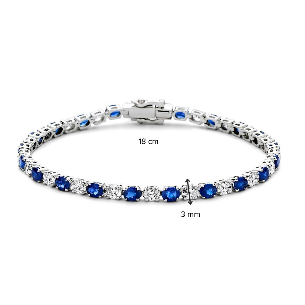 Bracciale di lusso in oro bianco con diamanti e zaffiri blu – 14 carati, 3.05 crt