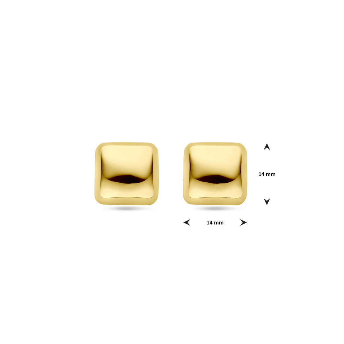 orecchini a bottone 14 mm 1 micron argento placcato (giallo)