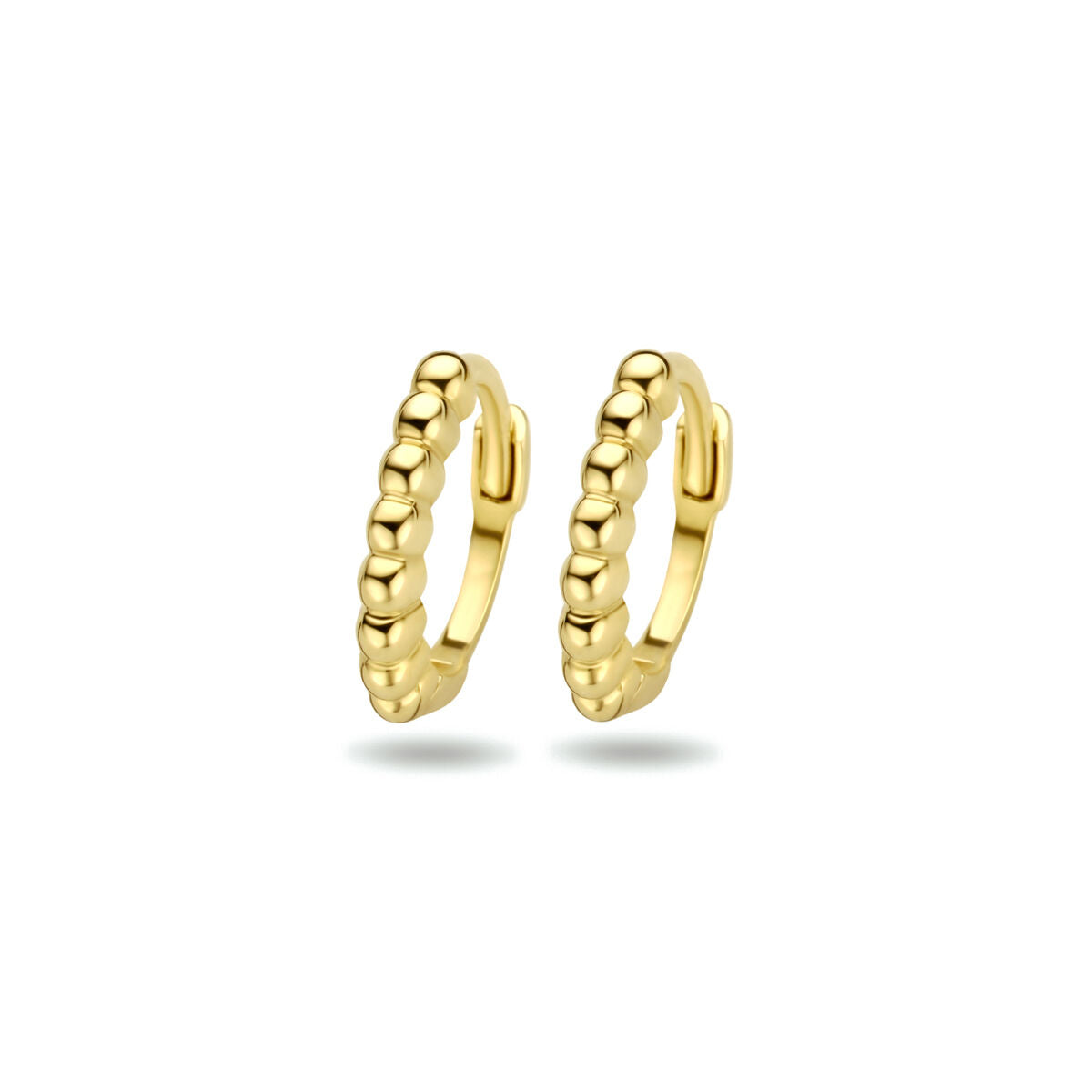 Orecchini alla creola in oro 9 carati con perline di 10 mm.