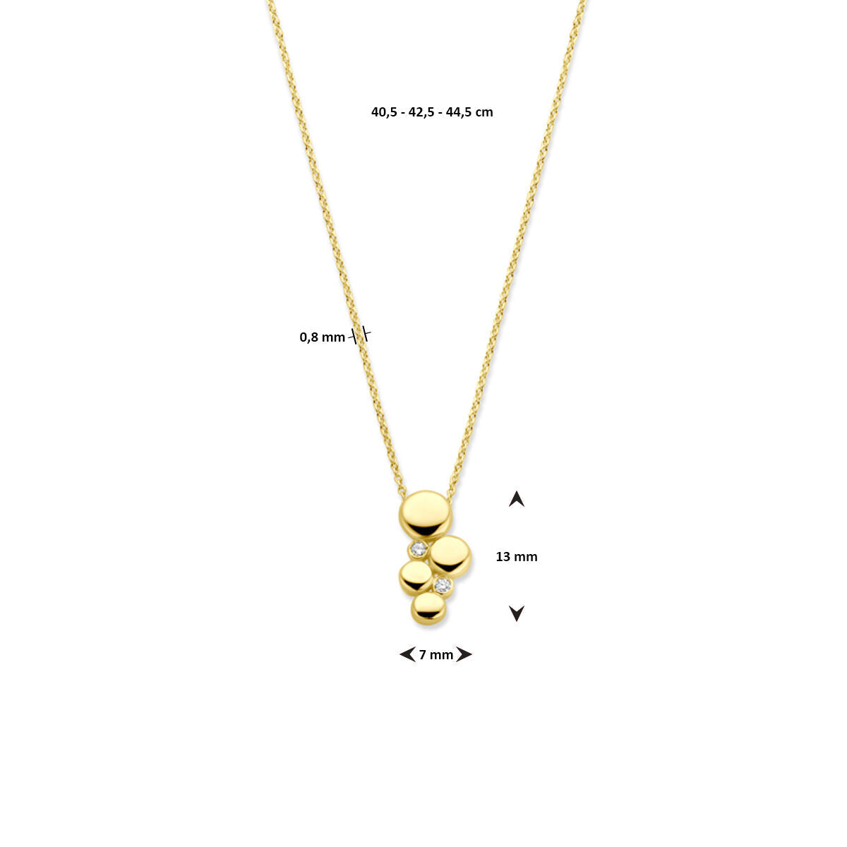 collana diamante 0.02ct h si 40,5 - 42,5 - 44,5 cm oro giallo 14K