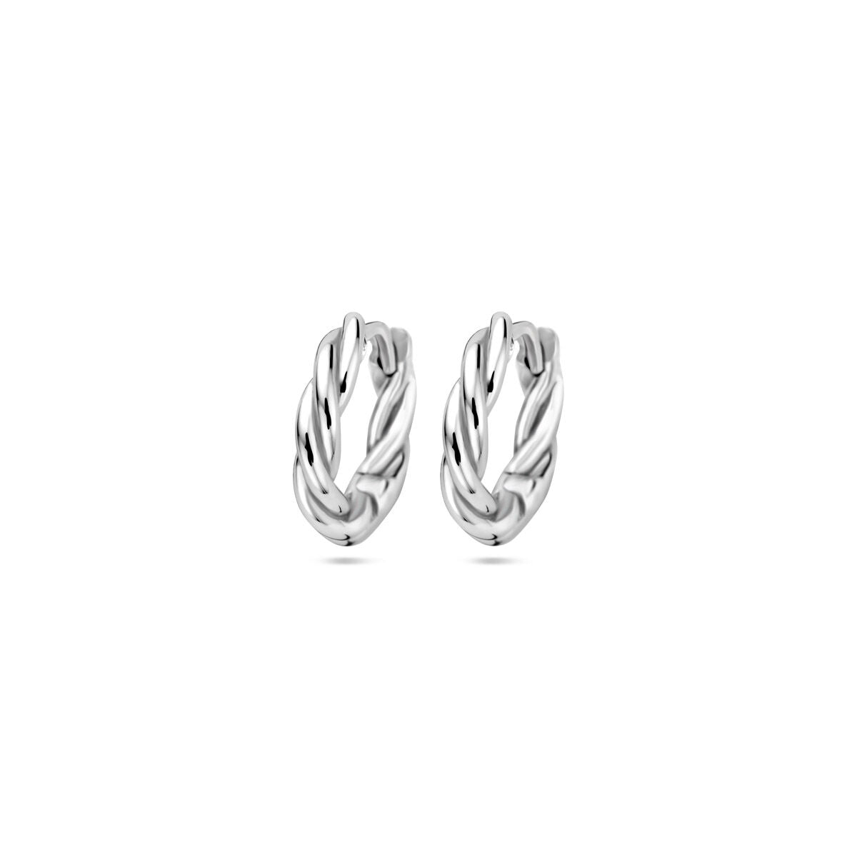 Zilveren klapoorringen met een buisvormige, gedraaide structuur van 2,5 mm.