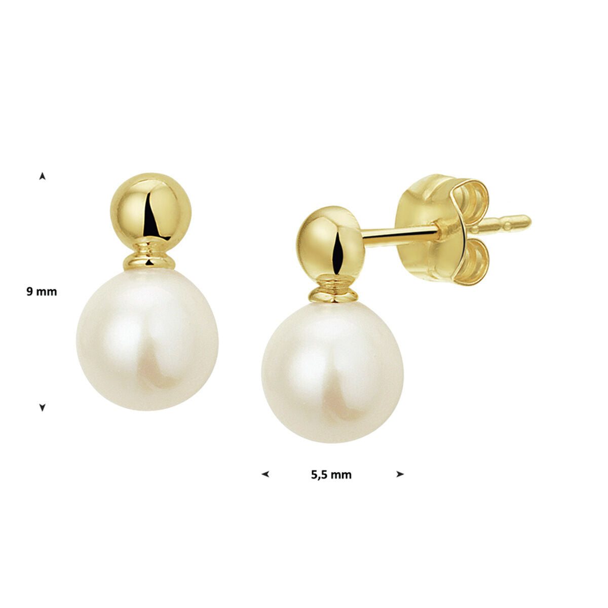 Orecchini a bottone con perla in oro giallo 14K