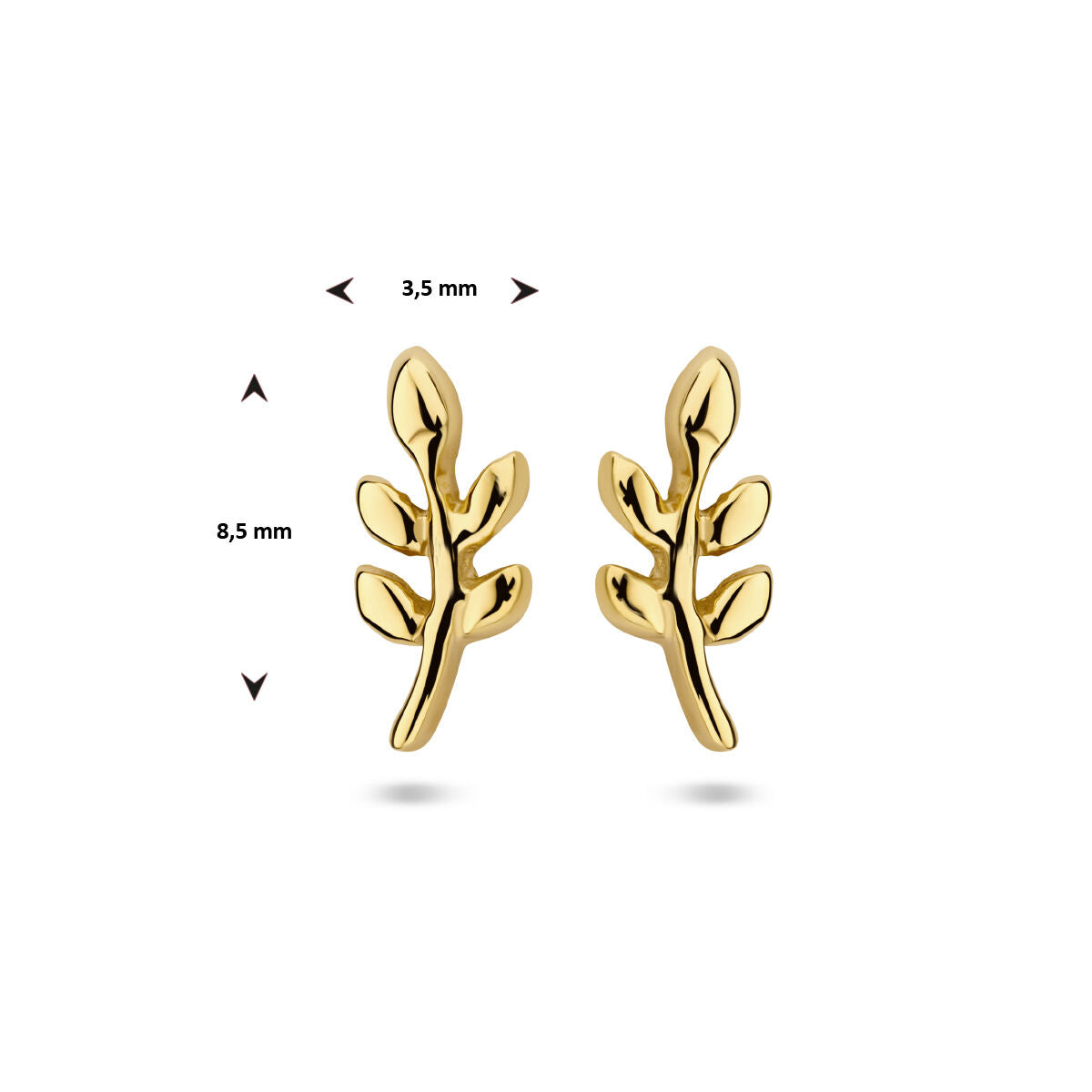 orecchini a bottone foglia 1 micron argento placcato oro (giallo)