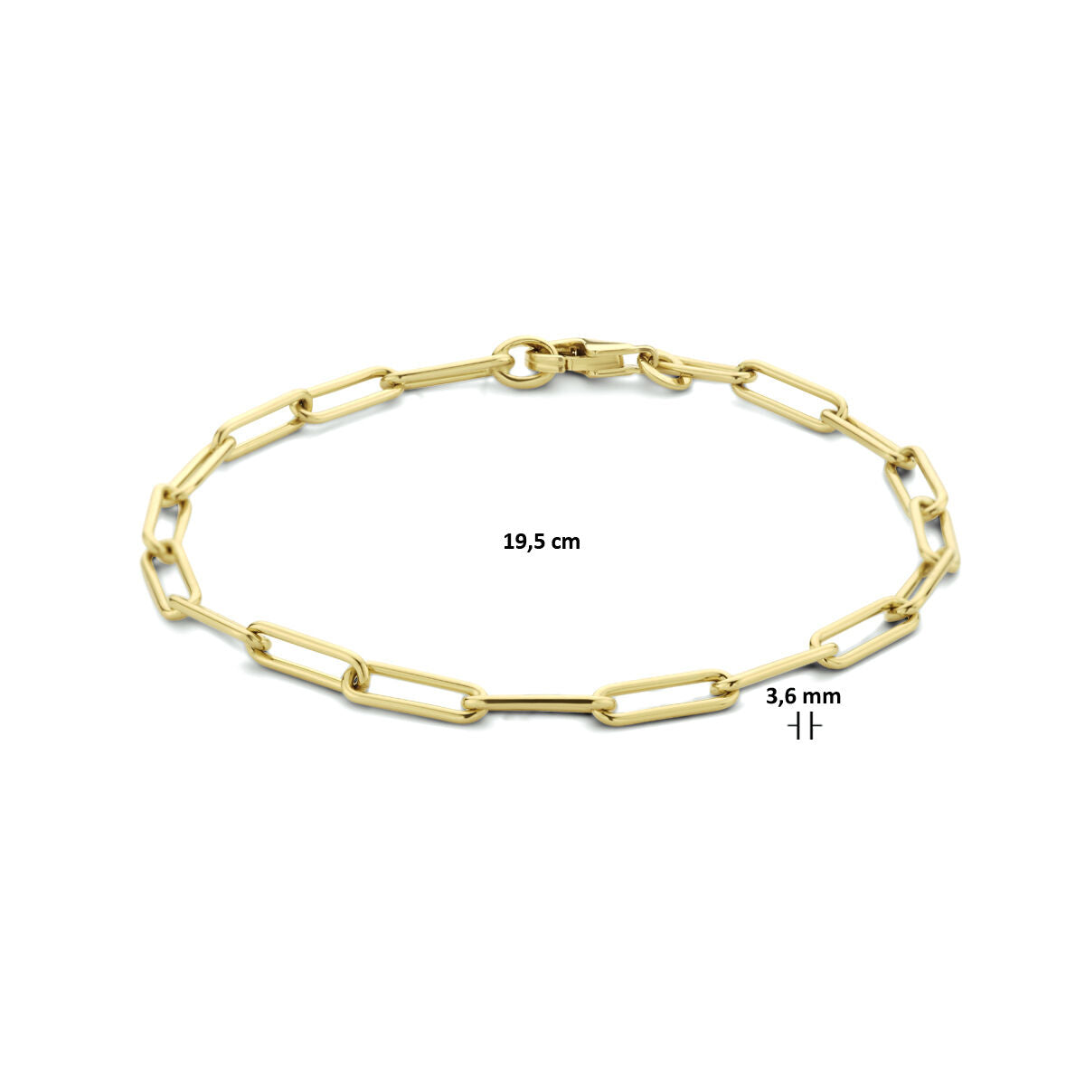 Bracciale in oro da donna paperclip rotondo massiccio 14K