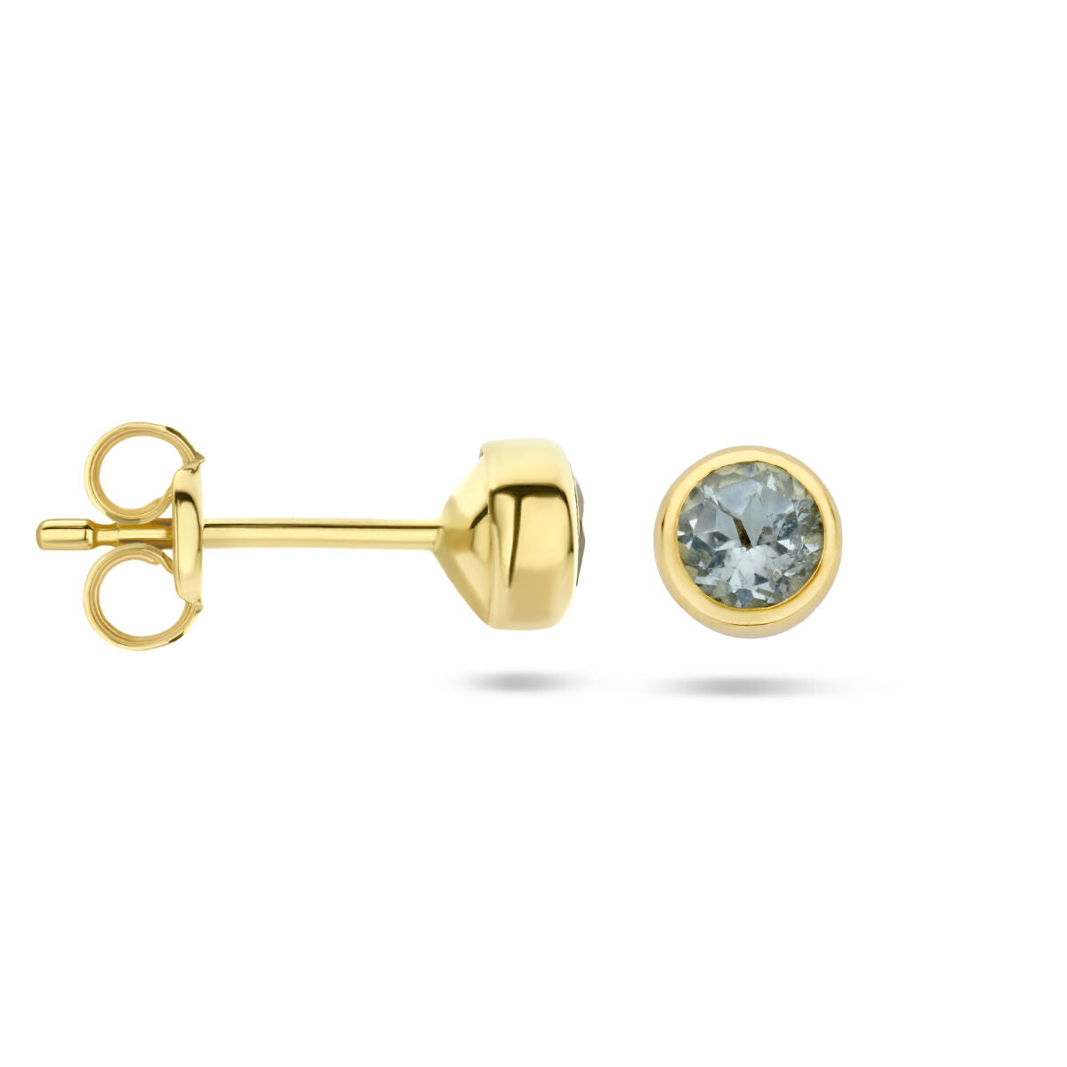 orecchini a bottone topazio blu oro giallo 14K
