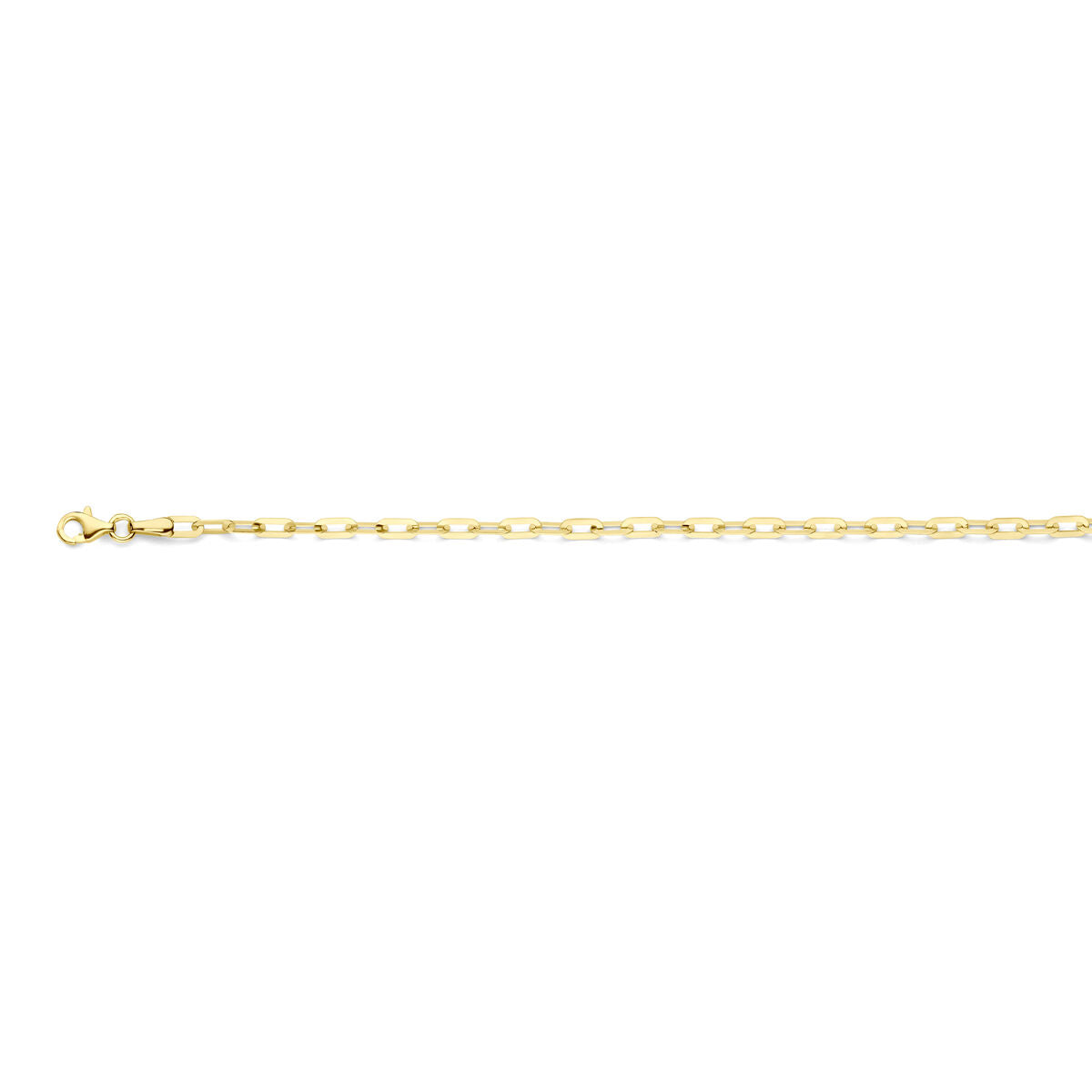 Collana paperclip in oro giallo 14K, lunghezza 45 cm e maglie da 3 mm.