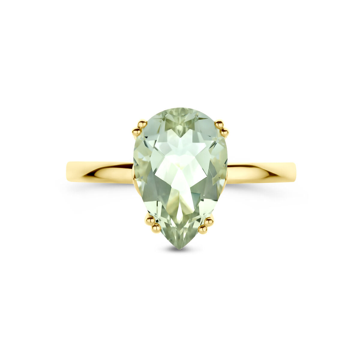 anello ametista verde in oro giallo 14K