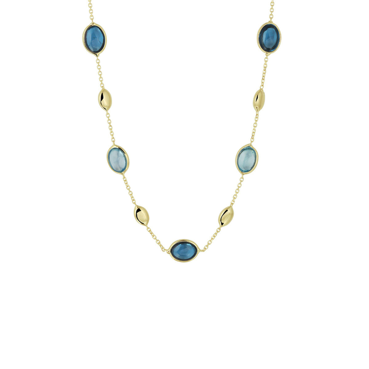 Collana d'oro da donna con topazio London Blue e topazio blu 14K