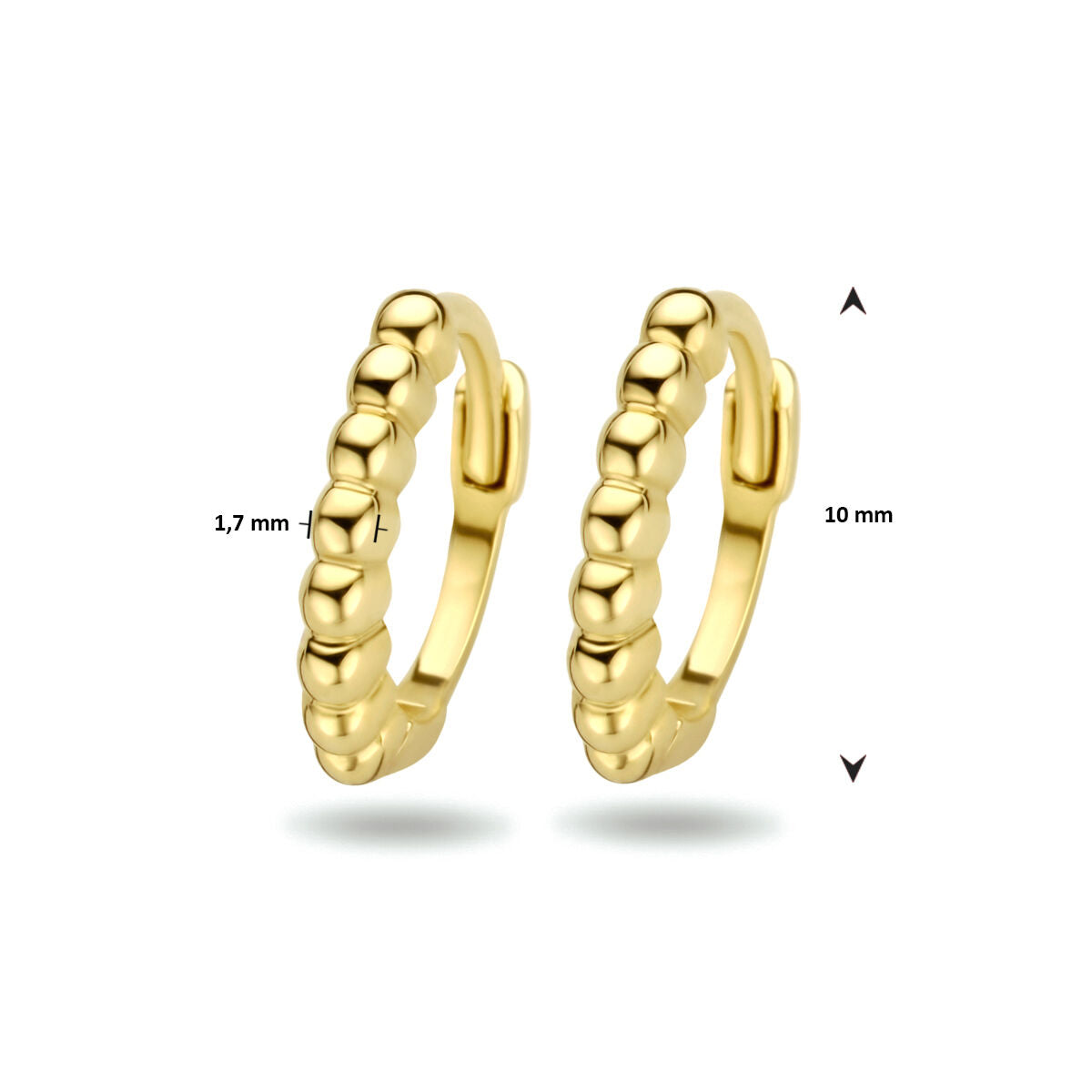1test Orecchini a cerchio sferette oro giallo 14K
