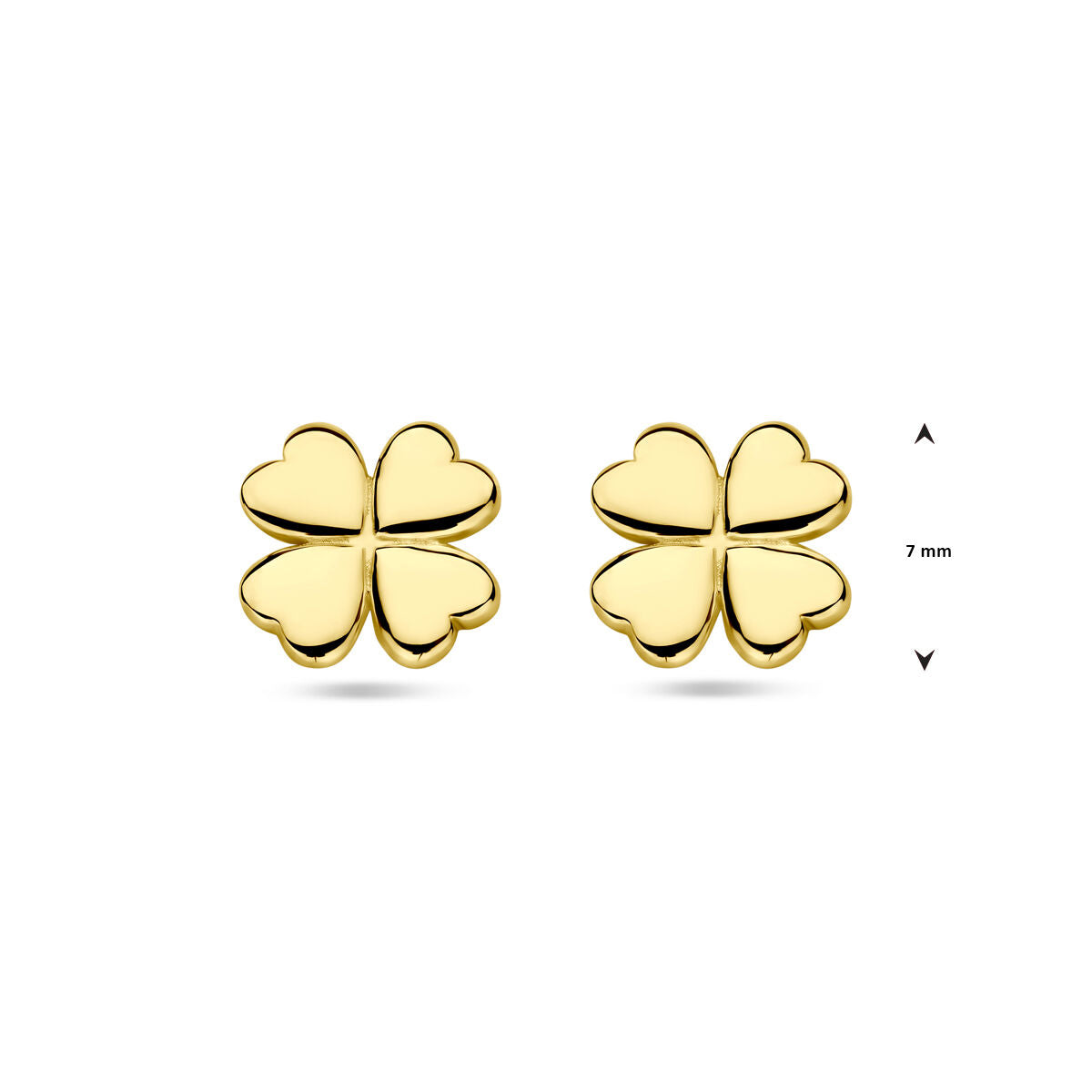 orecchini a bottone quadrifoglio 7 mm 14K oro giallo