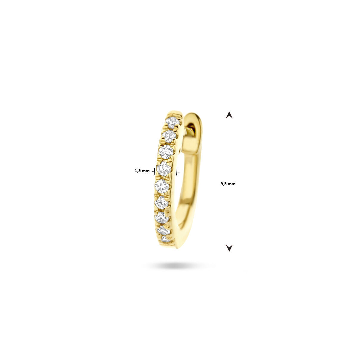orecchino a cerchio diamante 0.03ct h si 9,5 mm al pezzo 14K oro giallo