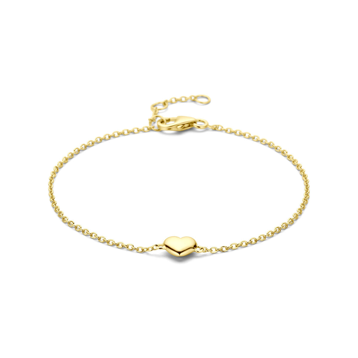 Bracciale in argento placcato oro giallo con un piccolo cuore al centro.