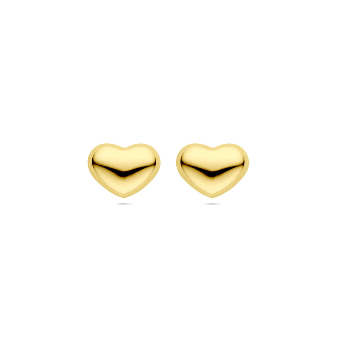 oorknoppen hartje 13 mm zilver verguld (geel)