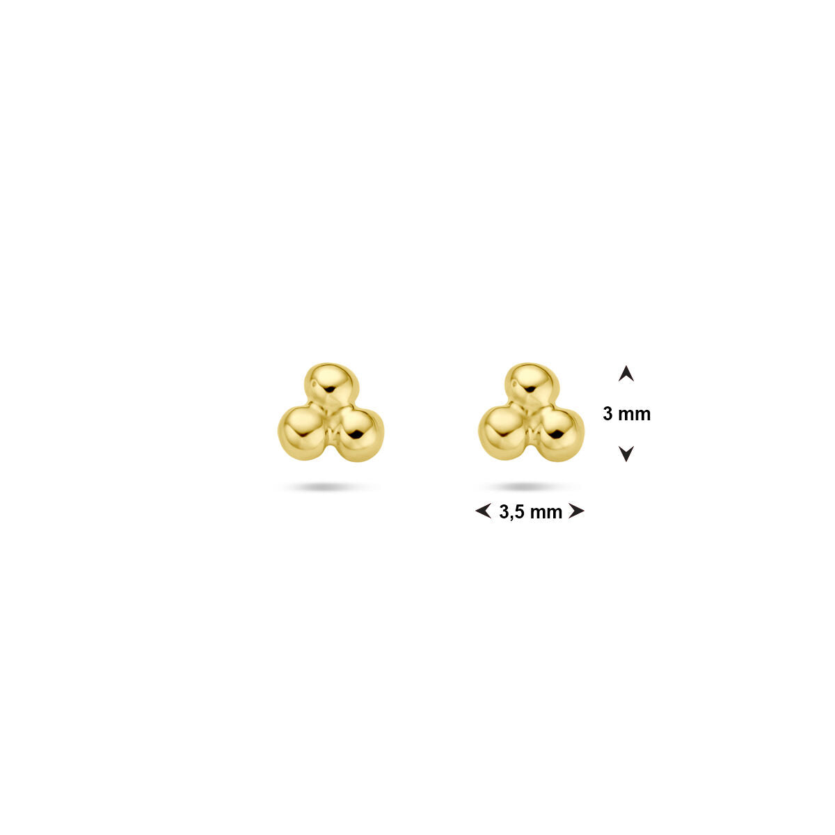 orecchini a bottone a sfera in oro giallo 14K