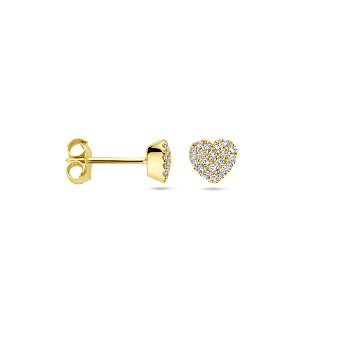 orecchini a bottone cuoricino diamante 0.18ct (2x 0.09ct) h si 5,5 mm oro giallo 14K