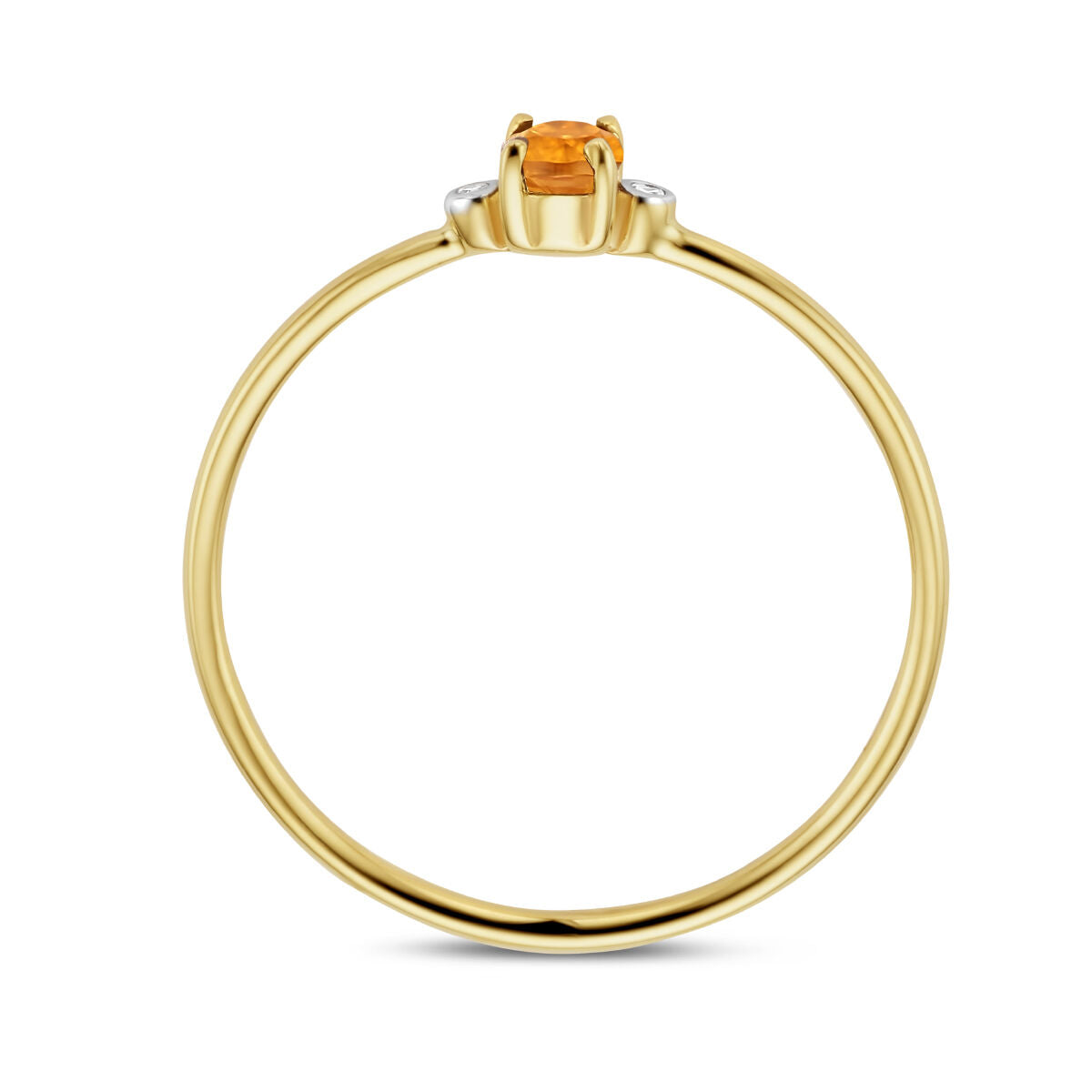 anello trilogy citrino e diamante 0.006ct h p1 oro giallo 14K