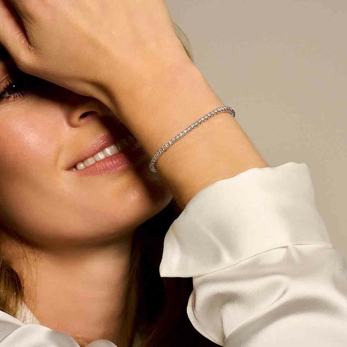 bracciale tennis diamante 1.00ct h si 2,0 mm 17,5 cm 14K oro giallo
