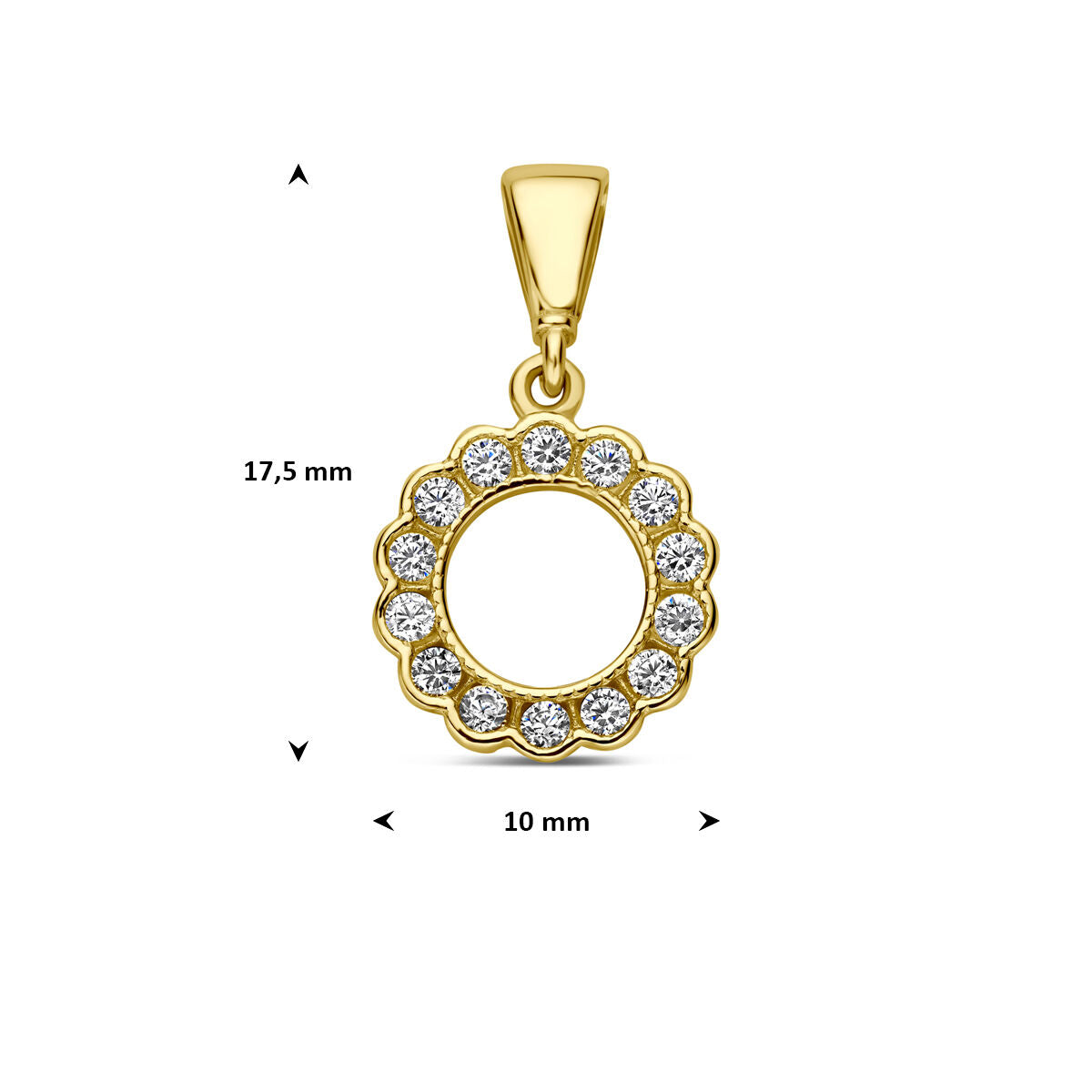 Collana in Oro Giallo 9k con Ciondolo Zirconia Rotondo