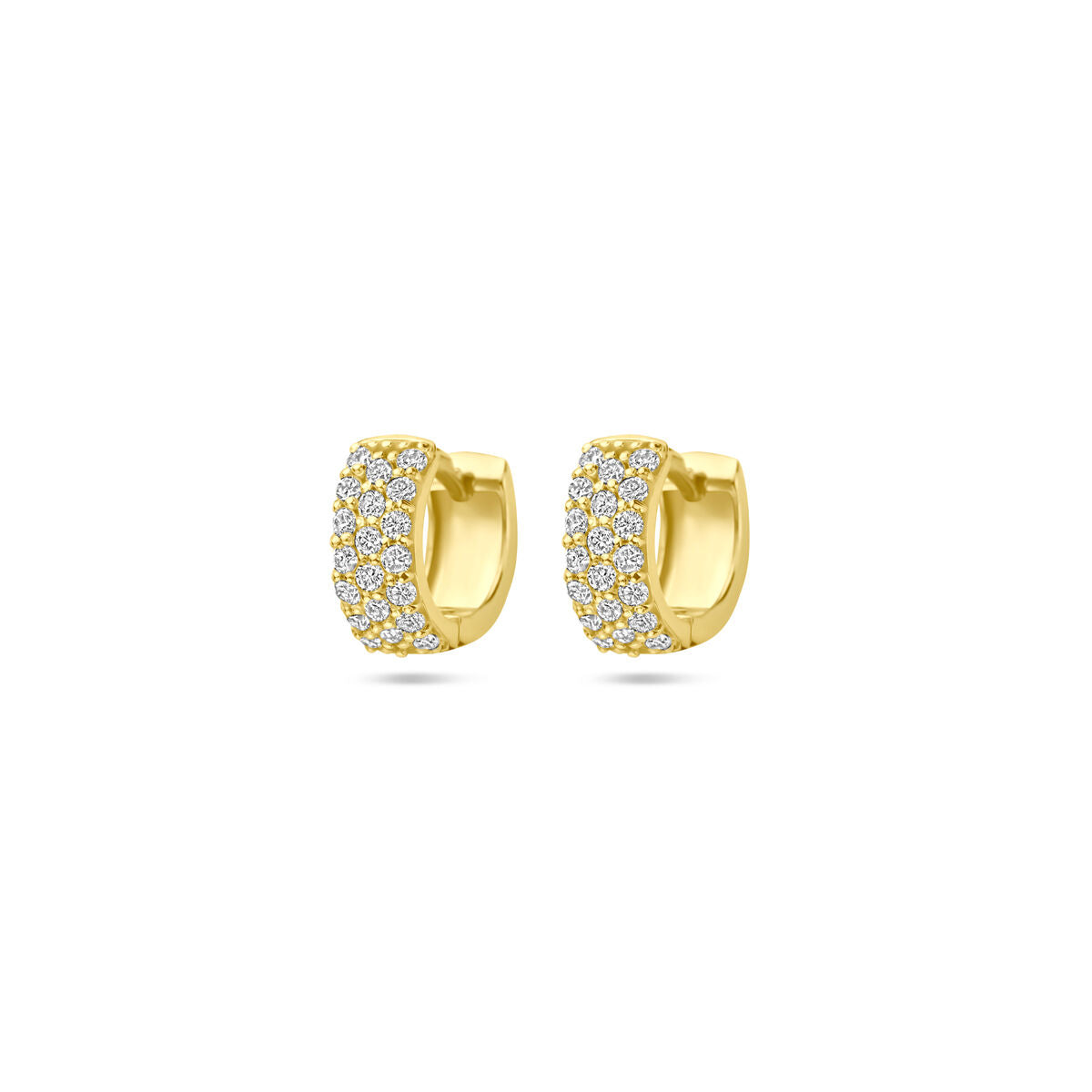 Orecchini alla creola in oro giallo 14K con diamanti da 0,40 ct (2x 0,20 ct), misura 10 mm.