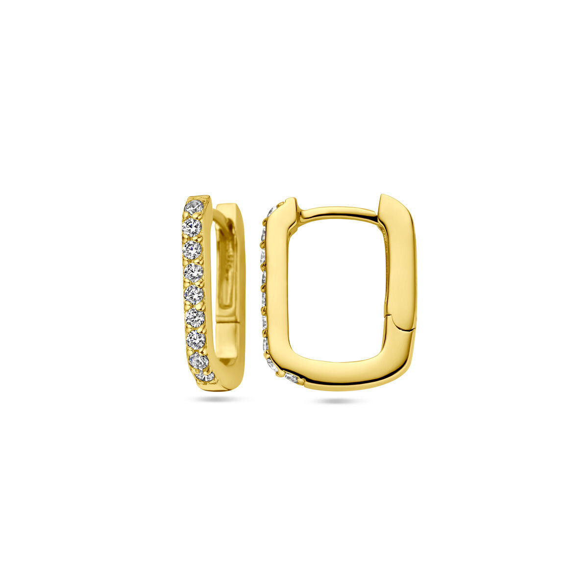 Orecchini a cerchio con zirconia, argento placcato oro giallo 1 micron