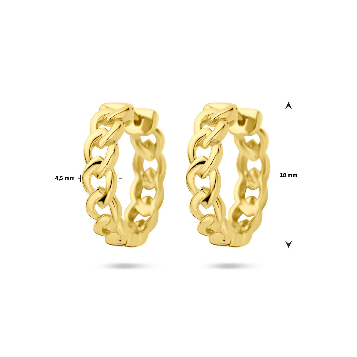 Orecchini a cerchio con motivo a maglia 18mm argento placcato oro 1 micron (giallo)