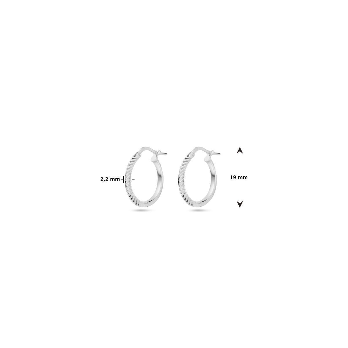 orecchini a cerchio diamantati argento rodiato