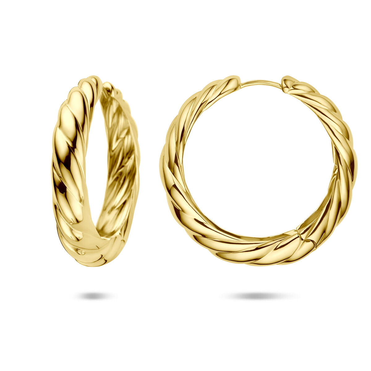 Orecchini a cerchio in argento dorato da donna – 40 x 7 mm