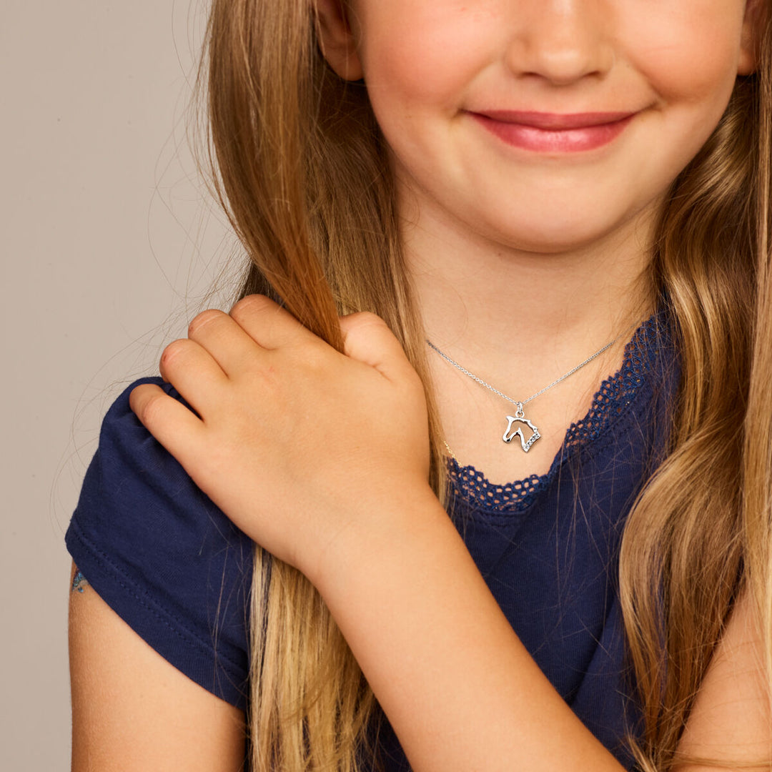collier paard 36 + 3 cm zilver gerhodineerd