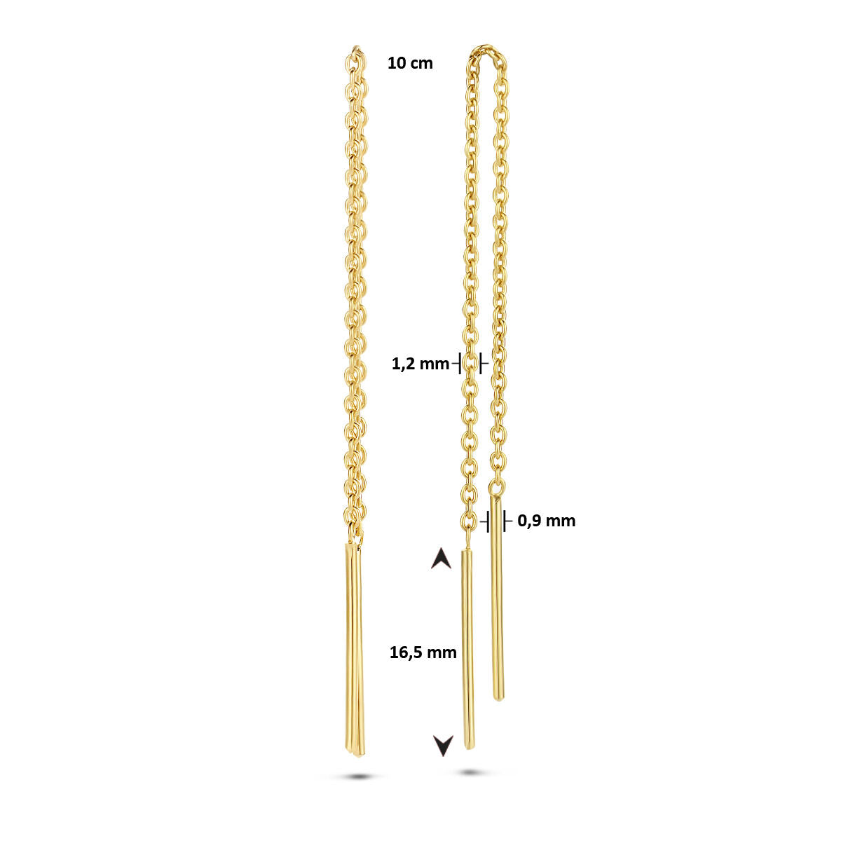 orecchini a filo barretta 1 micron argento dorato (giallo)