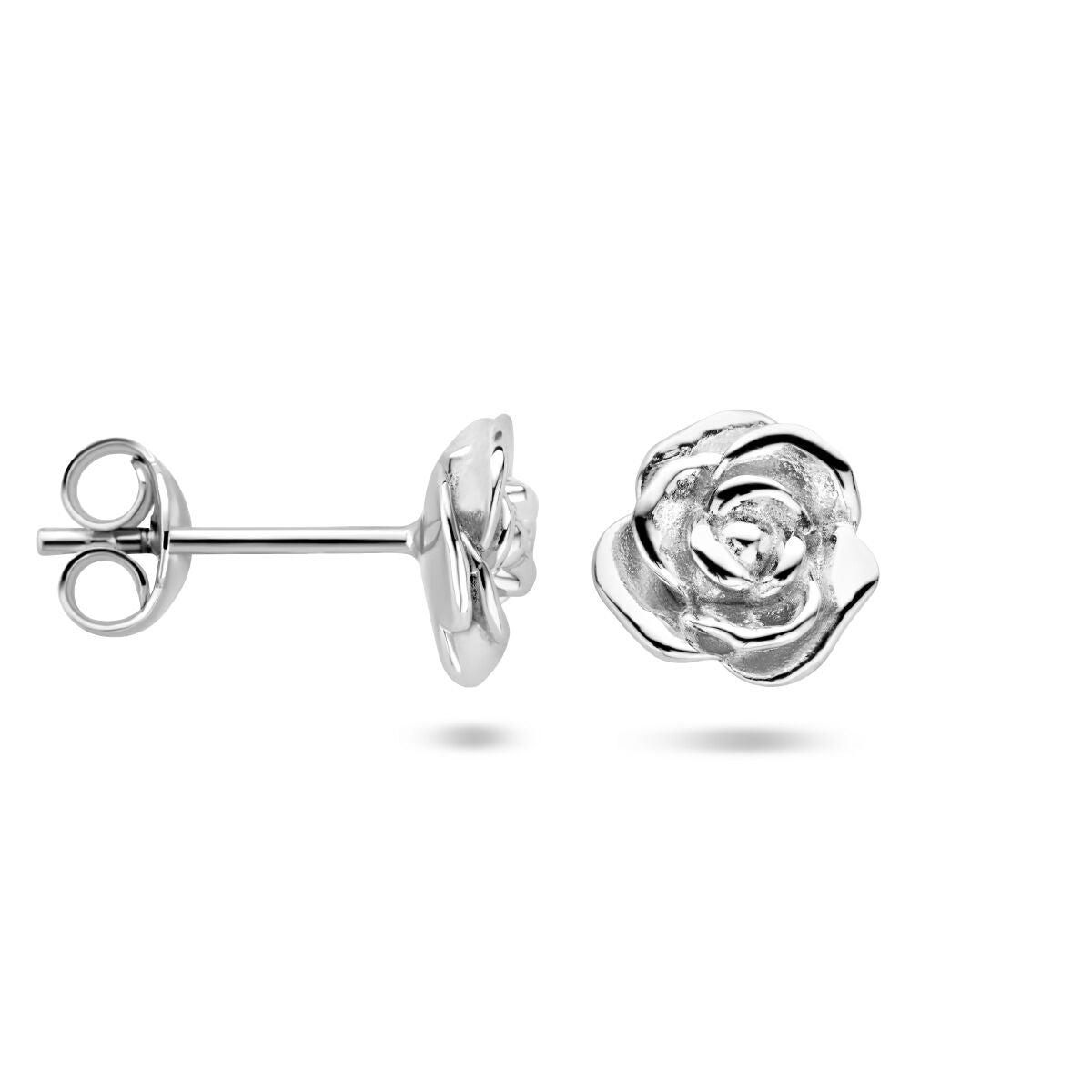 orecchini a bottone rosa argento rodiato