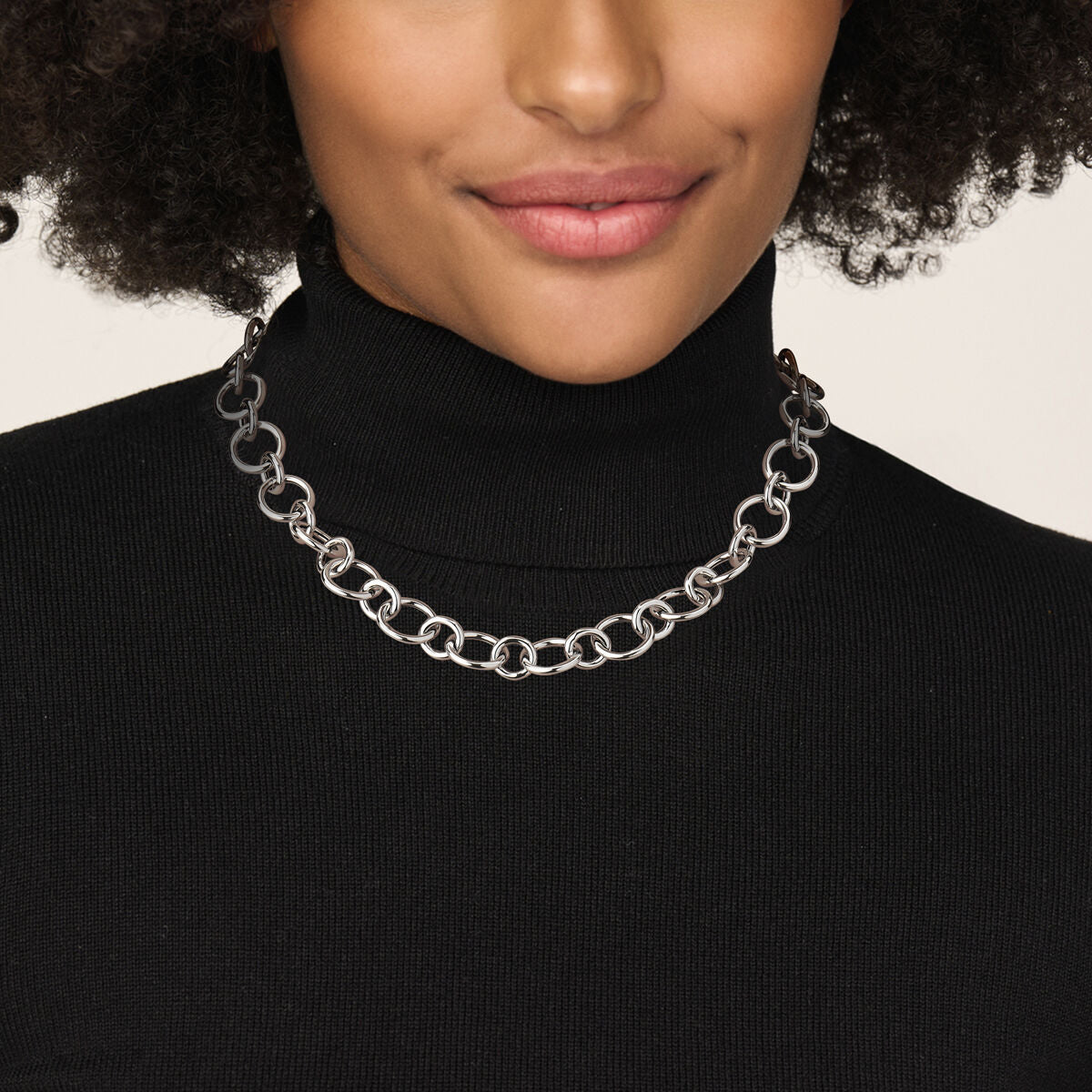 collana 17 mm 46 cm argento rodiato