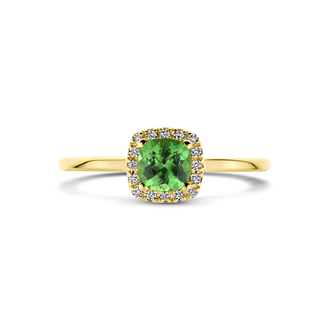 ring tsavoriet en diamant 0.07ct h si halo 14K geelgoud