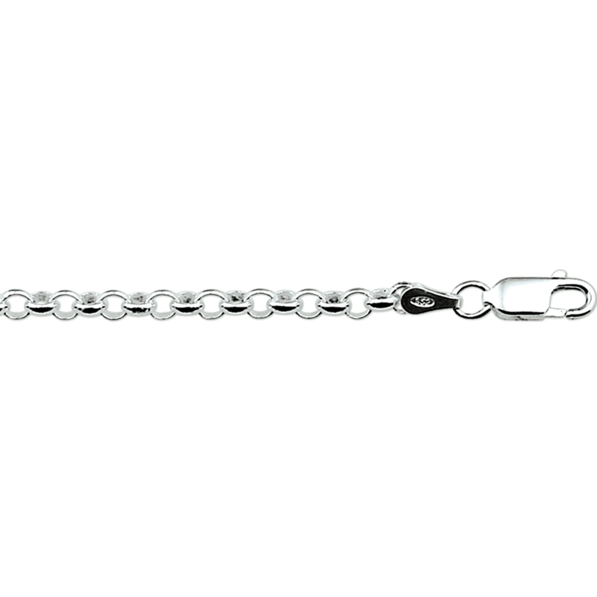 armband jasseron 3 mm 13 cm zilver gerhodineerd