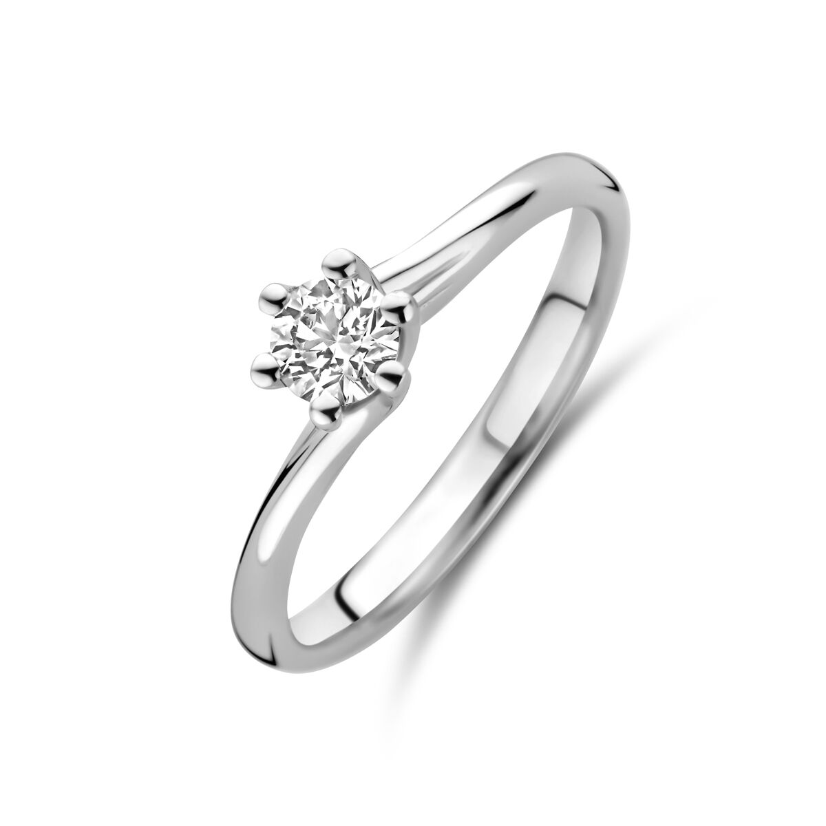 Anello in oro bianco 14K con diamante lab-grown da 0,30 ct, design semplice e brillante.