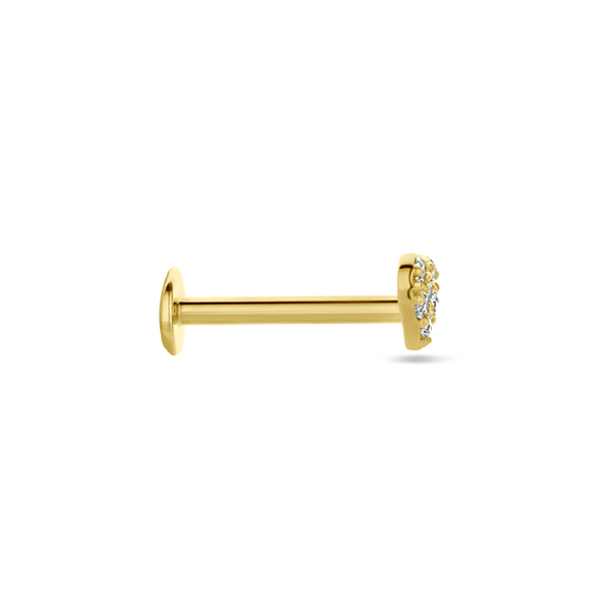 flat back piercing cuoricino zircone 3,5 mm 14K oro giallo