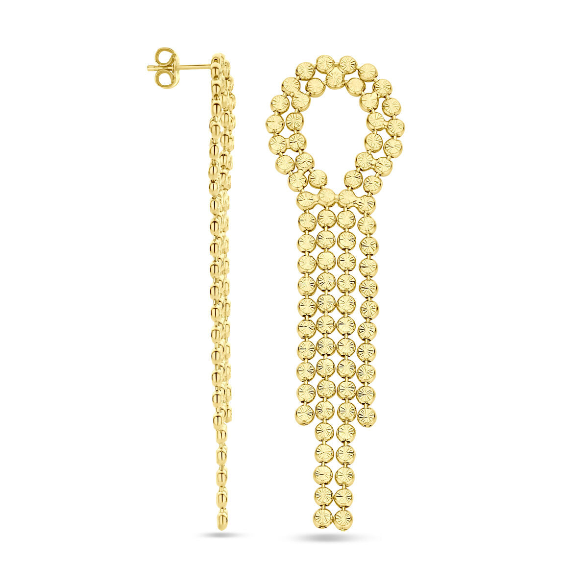 Van der Kooij Collezione - orecchini pendenti diamantati 72 mm 1 micron argento dorato (giallo)