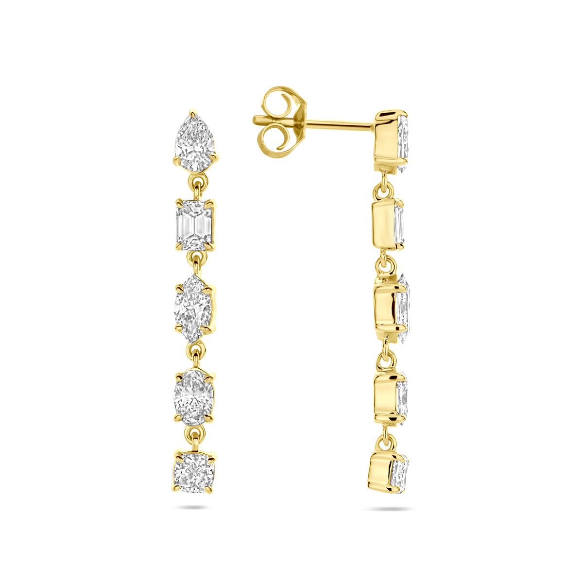 orecchini pendenti diamante lab grown 2.00ct (2x 1.00ct) h si 30 mm oro giallo 14K